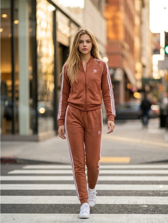 adidas Pants - Puma Track Joggers – Rust Brown Slim Fit Drawstring Pants (Medium)